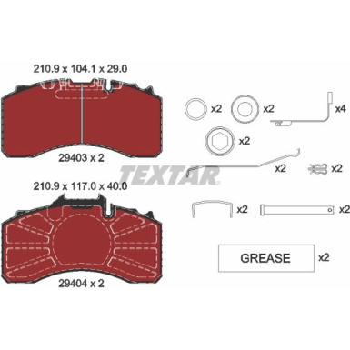 Textar | Bremsbelagsatz, Scheibenbremse | 2940301 Textar | Bremsbelagsatz, Scheibenbremse | 2940301