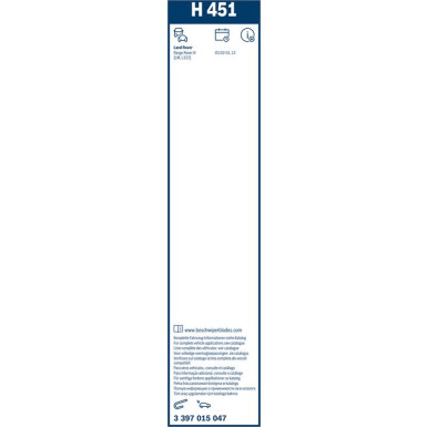 BOSCH H 451 Scheibenwischer Rear 3 397 015 047