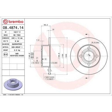 Brembo Bremsscheibe PRIME LINE 08.4874.14