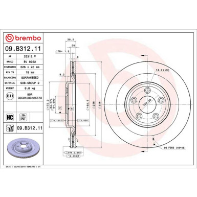 Brembo Bremsscheibe PRIME LINE - UV Coated 09.B312.11