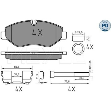 Meyle | Bremsbelagsatz, Scheibenbremse | 025 292 2920/PD