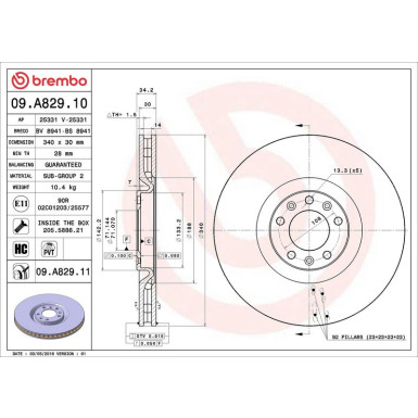 Brembo Bremsscheibe PRIME LINE - UV Coated 09.A829.11