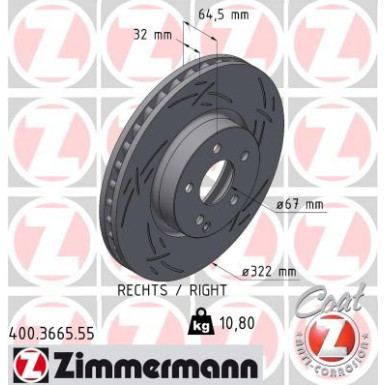 Zimmermann | Bremsscheibe | 400.3664.55