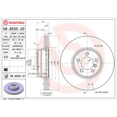 Brembo Bremsscheibe PRIME LINE - UV Coated 09.8555.21