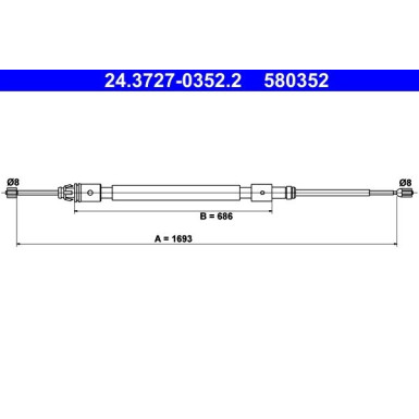 ATE | Seilzug, Feststellbremse | 24.3727-0352.2