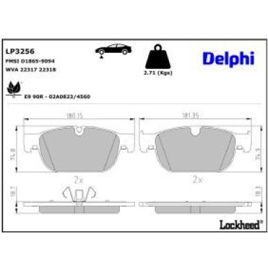Delphi Bremsbelagsatz, Scheibenbremse LP3256