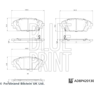 Blue Print | Bremsbelagsatz, Scheibenbremse | ADBP420130 Blue Print | Bremsbelagsatz, Scheibenbremse | ADBP420130