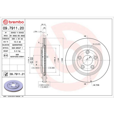 Brembo Bremsscheibe PRIME LINE - UV Coated 09.7911.21