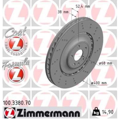 Zimmermann 2 x ZIMMERMANN Bremsscheibe Formula Z 100.3380.70
