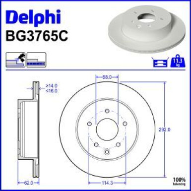 Delphi Bremsscheibe BG3765C Delphi Bremsscheibe BG3765C