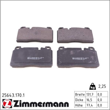 Zimmermann Bremsbelagsatz, Scheibenbremse 25643.170.1