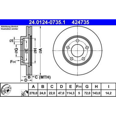 ATE | Bremsscheibe | 24.0124-0735.1