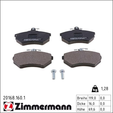 Zimmermann Bremsbelagsatz, Scheibenbremse 20168.160.1