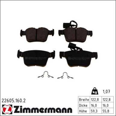 Zimmermann Bremsbelagsatz, Scheibenbremse 22605.160.2