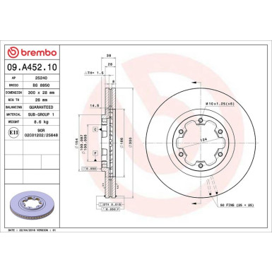 Brembo Bremsscheibe PRIME LINE 09.A452.10