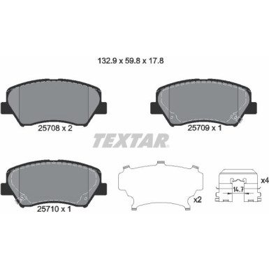 Textar Bremsbelagsatz, Scheibenbremse Q+ 2570801