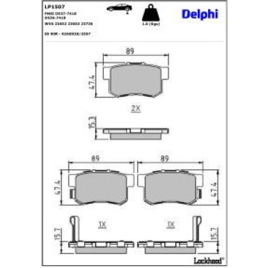 Delphi Bremsbelagsatz, Scheibenbremse LP1507