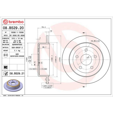 Brembo | Bremsscheibe | 08.B529.21