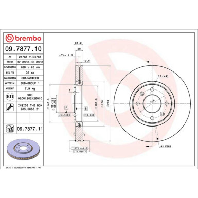 09.7877.11 Bremsscheibe PRIME LINE - UV Coated 09.7877.11 Bremsscheibe PRIME LINE - UV Coated