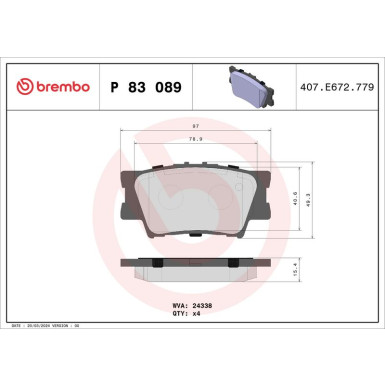 Brembo Bremsbelagsatz, Scheibenbremse PRIME LINE P 83 089