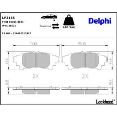 Delphi Bremsbelagsatz, Scheibenbremse LP3155