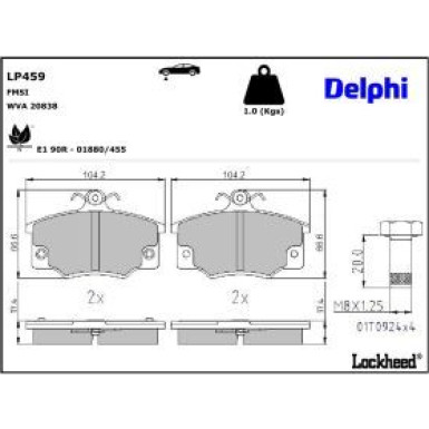 Delphi Bremsbelagsatz, Scheibenbremse LP459