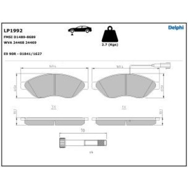 Delphi Bremsbelagsatz, Scheibenbremse LP1992