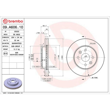 Brembo Bremsscheibe PRIME LINE 09.A606.10