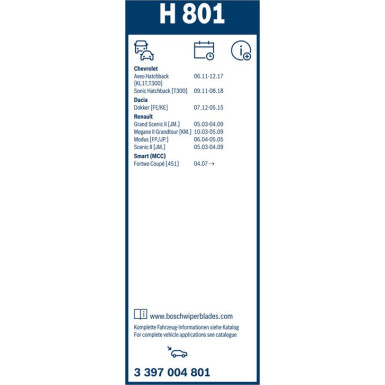 BOSCH H 801 Scheibenwischer Rear 3 397 004 801