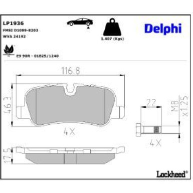 Delphi Bremsbelagsatz, Scheibenbremse LP1936