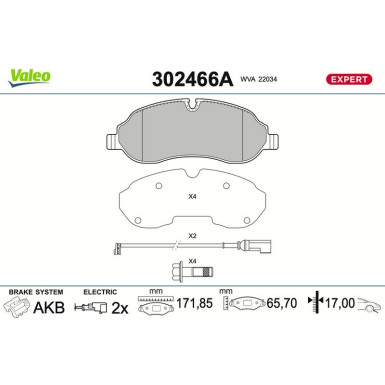 Valeo | Bremsbelagsatz, Scheibenbremse | 302466A