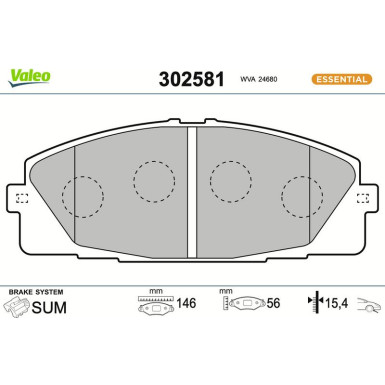 Valeo | Bremsbelagsatz, Scheibenbremse | 302581