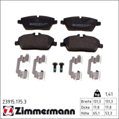 Zimmermann Bremsbelagsatz, Scheibenbremse 23915.175.3