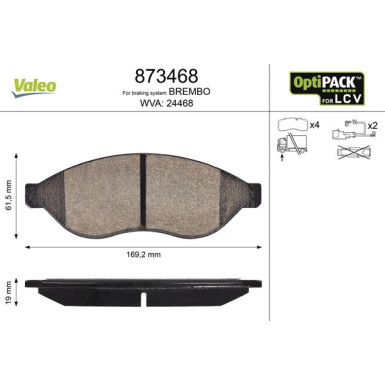 Valeo | Bremsbelagsatz, Scheibenbremse | 873468