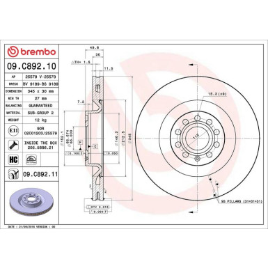 09.C892.11 Bremsscheibe PRIME LINE - UV Coated 09.C892.11 Bremsscheibe PRIME LINE - UV Coated