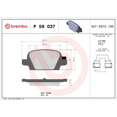 Brembo Bremsbelagsatz, Scheibenbremse PRIME LINE P 59 037