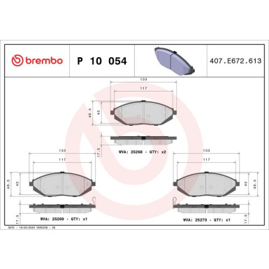 Brembo Bremsbelagsatz, Scheibenbremse PRIME LINE P 10 054
