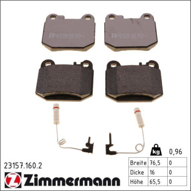 Zimmermann Bremsbelagsatz, Scheibenbremse 23157.160.2