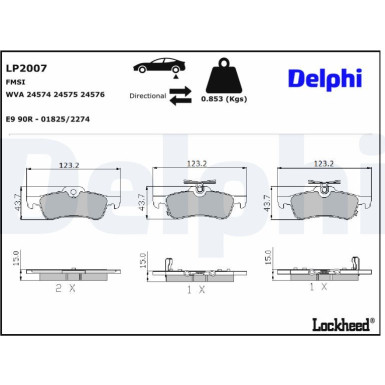 Delphi | Bremsbelagsatz, Scheibenbremse | LP2007