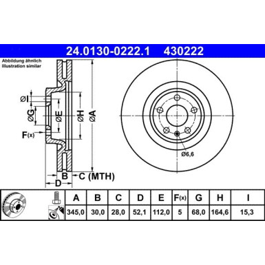 ATE | Bremsensatz, Scheibenbremse | 24.0130-0222.1 + 13.0470-2765.2