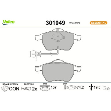 Valeo Bremsbelagsatz, Scheibenbremse ESSENTIAL 301049