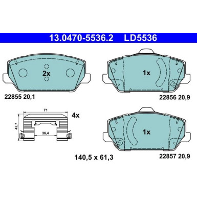 Bremsbelagsatz, Scheibenbremse ATE Ceramic 13.0470-5536.2