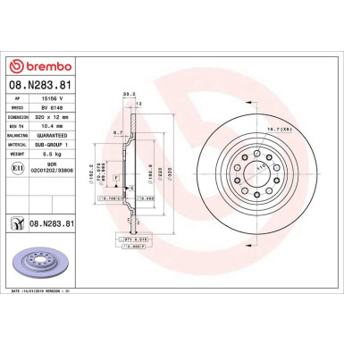 08.N283.81 Bremsscheibe PRIME LINE - UV Coated