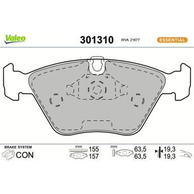 Valeo Bremsbelagsatz, Scheibenbremse ESSENTIAL 301310