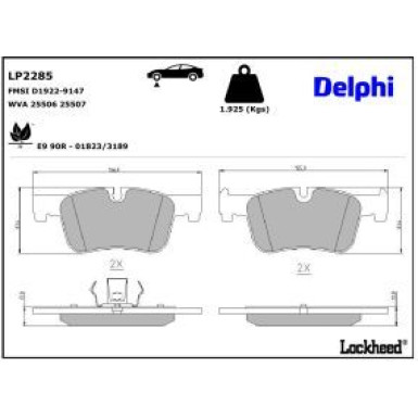 Delphi Bremsbelagsatz, Scheibenbremse LP2285