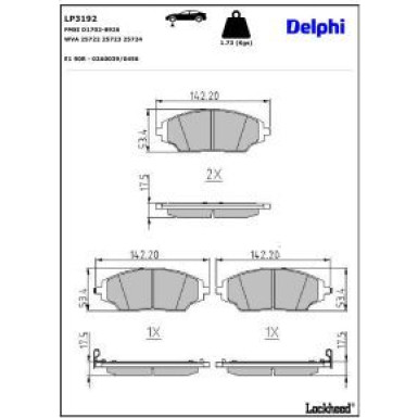 Delphi Bremsbelagsatz, Scheibenbremse LP3192