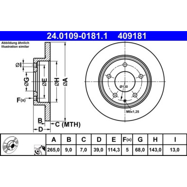 ATE | Bremsensatz, Scheibenbremse | 24.0109-0181.1, 13.0460-2645.2