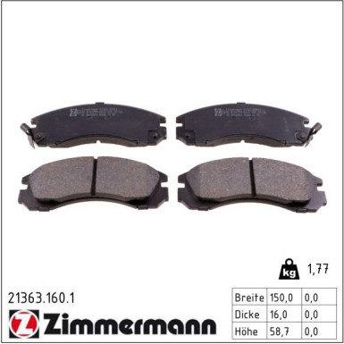 Zimmermann Bremsbelagsatz, Scheibenbremse 21363.160.1