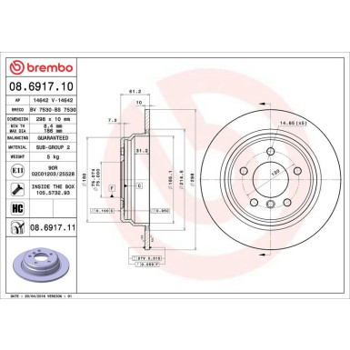 08.6917.11 Bremsscheibe PRIME LINE - UV Coated 08.6917.11 Bremsscheibe PRIME LINE - UV Coated