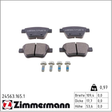Zimmermann Bremsbelagsatz, Scheibenbremse 24563.165.1